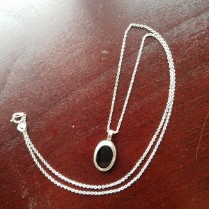 Sterling silver necklace with black onyx charm